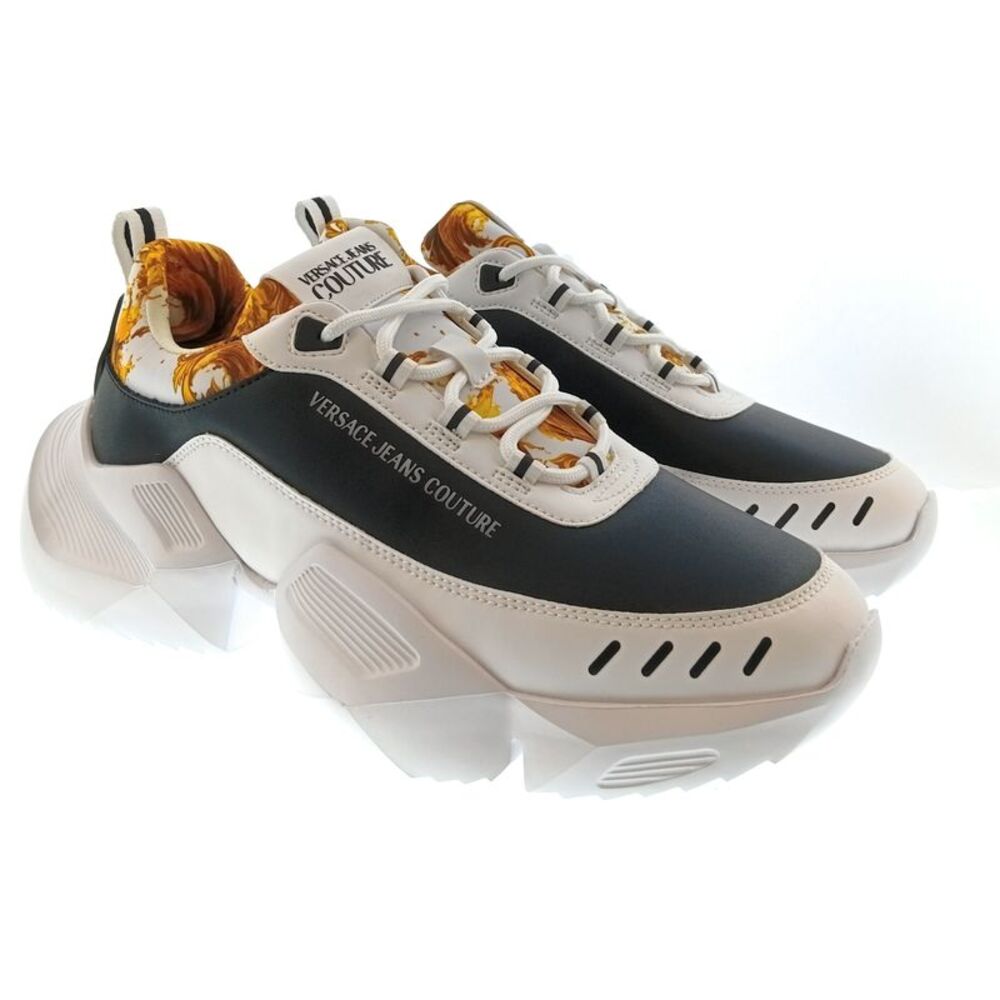 Versace Jeans Couture Mens White / Black / Gold Colorblock Chunky Sneakers